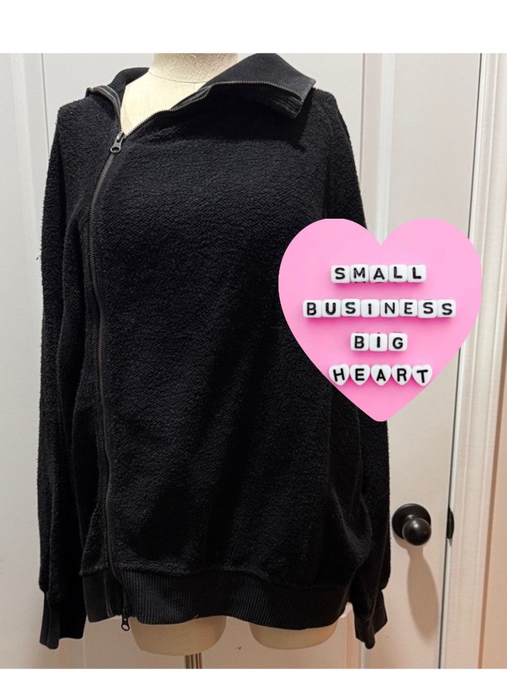 Free People Luna Sweatshirt Asymmetrical Jacket Zip Up Black Small New With Tags